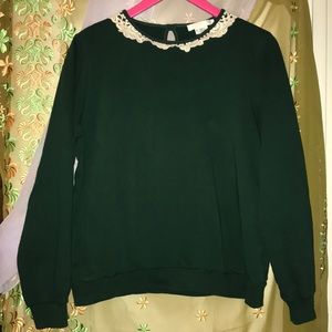 Forest green Peter Pan collar sweatshirt